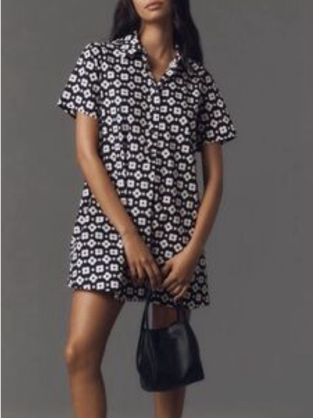 Anthropologie Collared Poplin Swing Mini Dress XL
